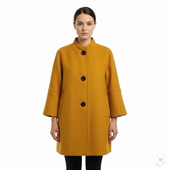 Talbots Women’s Yellow Wool Blend Coat Black Buttons Stylish & Warm Size 18WP - Picture 10 of 10
